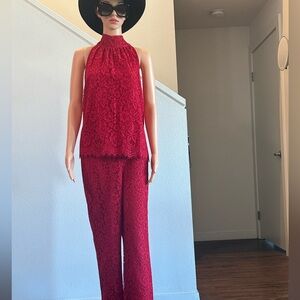 J. Crew Red Lace J Set